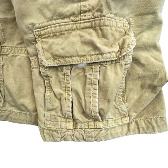 Abercrombie Fitch Cargo Shorts Men 38 Khaki Tan Heavy Distressed Paratrooper Y2K - Picture 6 of 14